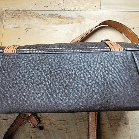 Coach Chelsea Two Tone Brown Pebbled Leather Handbag - Picture 8 of 14